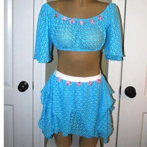 00AK Fairy Set Costume - skirt and top, long layered blue -turquois color